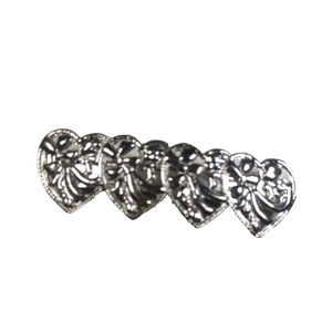 Silver Heart Valentine Romance Hair Barrette Tension Clip